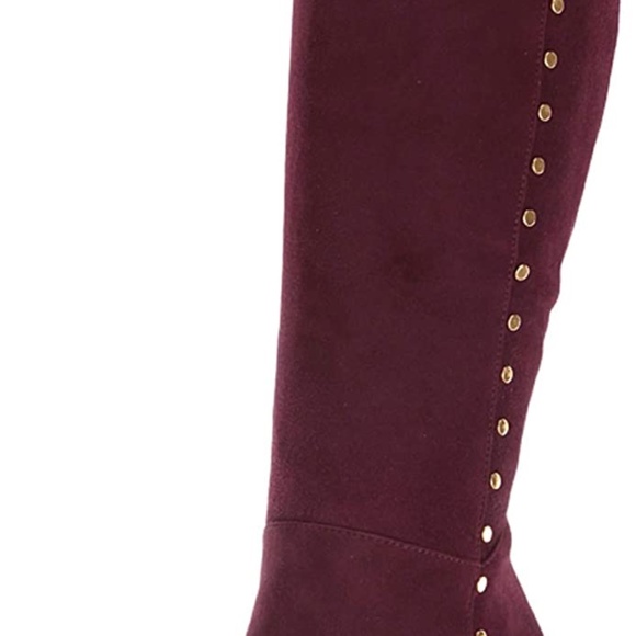 Ralph Lauren Suede Tall Boots Burgundy Atherton - Picture 2 of 7